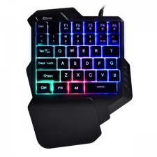 [QSENN] 유선 미니키보드, PTS-GK1000 게이밍 한손 키보드, 영문자판 [블랙/USB]