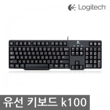 [로지텍] 유선키보드, K100 NEW [로지텍코리아정품] [블랙/PS2/키스킨포함]